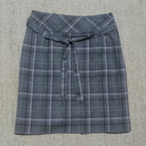 H&M Pink Plaid Midi Skirt with Belt